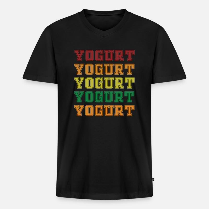 Joghurt - Männer Premium Bio T-Shirt mit V-Ausschnitt - Schwarz