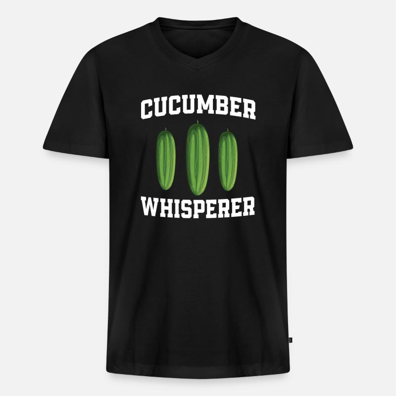 Gurken Flüsterer - Männer Premium Bio T-Shirt mit V-Ausschnitt - Schwarz