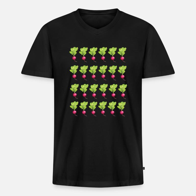 Radieschen - Männer Premium Bio T-Shirt mit V-Ausschnitt - Schwarz