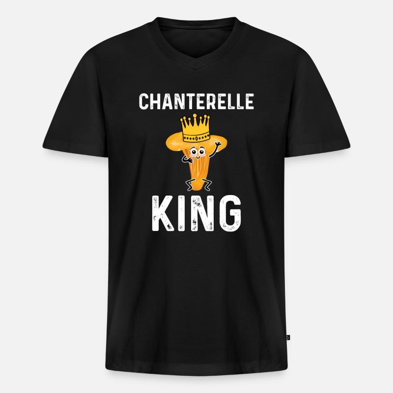 Pfifferling König - Männer Premium Bio T-Shirt mit V-Ausschnitt - Schwarz