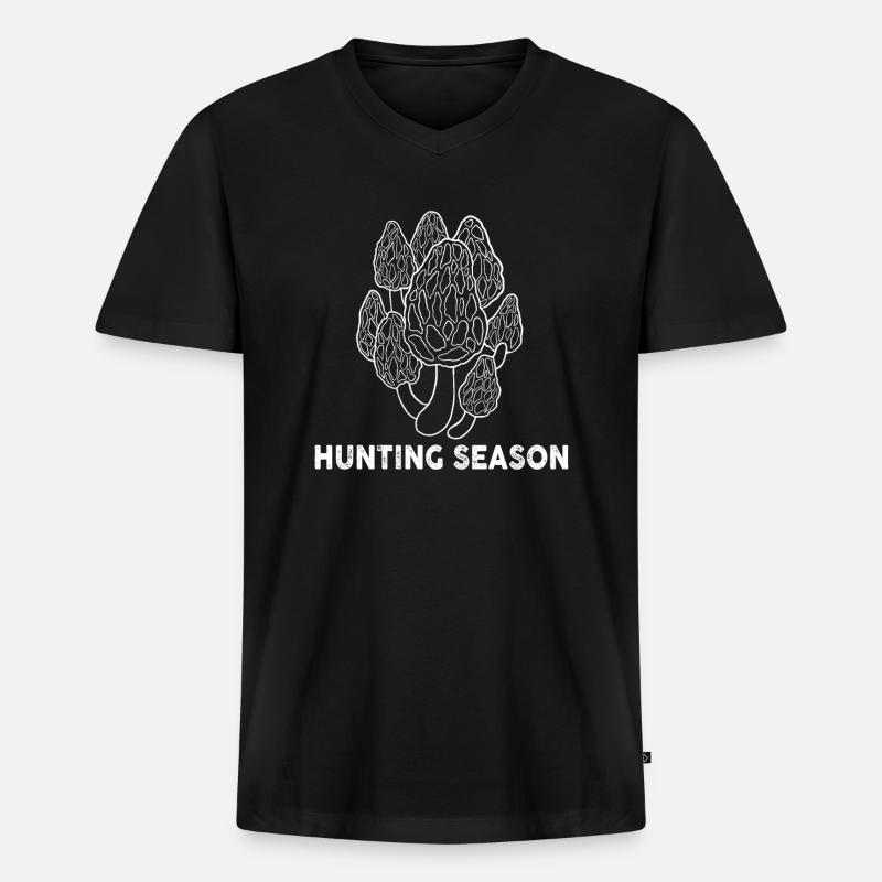 Morcheln Pilzsaison - Männer Premium Bio T-Shirt mit V-Ausschnitt - Schwarz