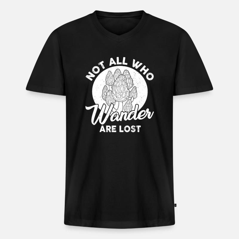 Morcheln Pilzsaison - Männer Premium Bio T-Shirt mit V-Ausschnitt - Schwarz