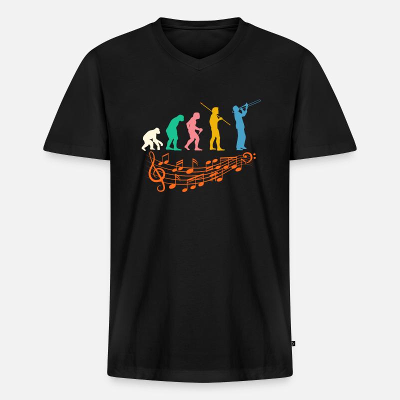 Jazz Evolution - Männer Premium Bio T-Shirt mit V-Ausschnitt - Schwarz
