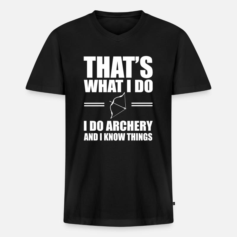 Bogenschiessen - Männer Premium Bio T-Shirt mit V-Ausschnitt - Schwarz