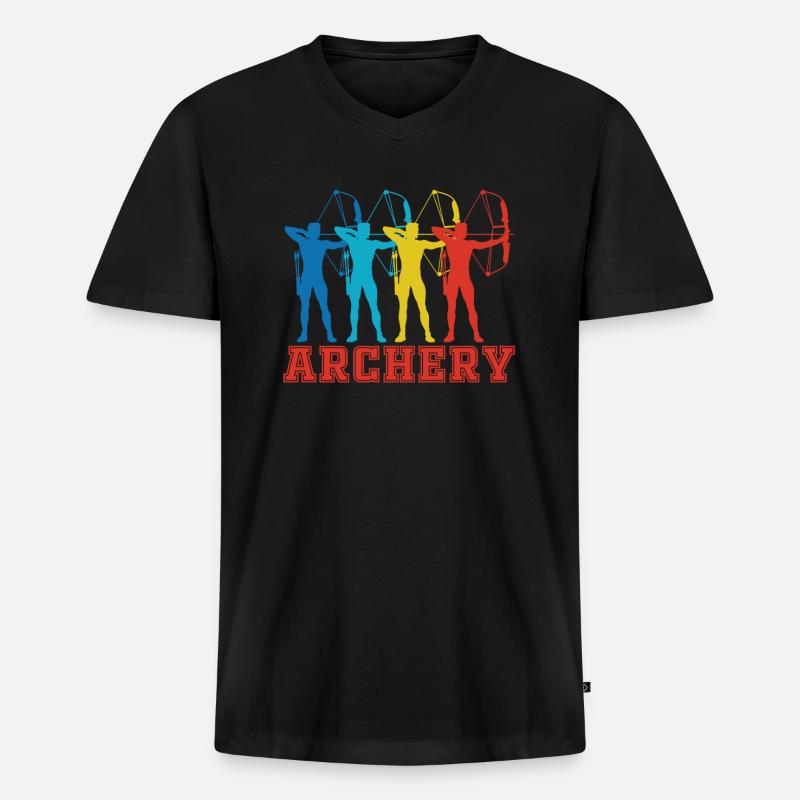 Bogenschiessen - Männer Premium Bio T-Shirt mit V-Ausschnitt - Schwarz