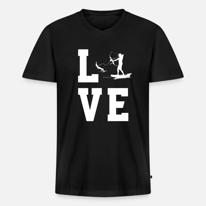 Bogenfischen - Männer Premium Bio T-Shirt mit V-Ausschnitt - Schwarz