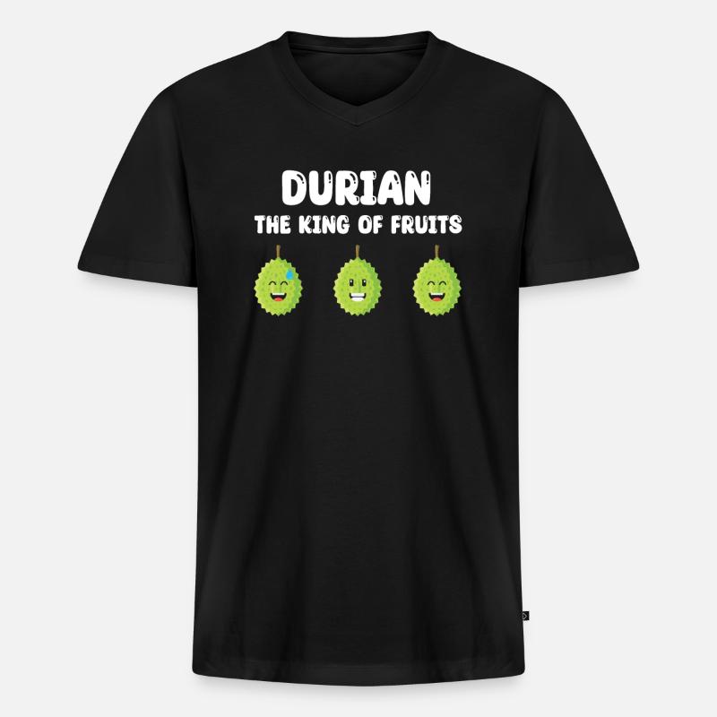 Durian - Männer Premium Bio T-Shirt mit V-Ausschnitt - Schwarz