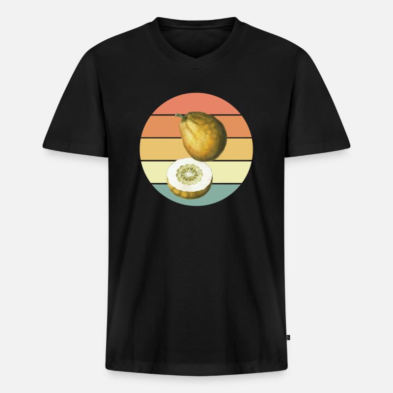 Pomelo - Männer Premium Bio T-Shirt mit V-Ausschnitt - Schwarz