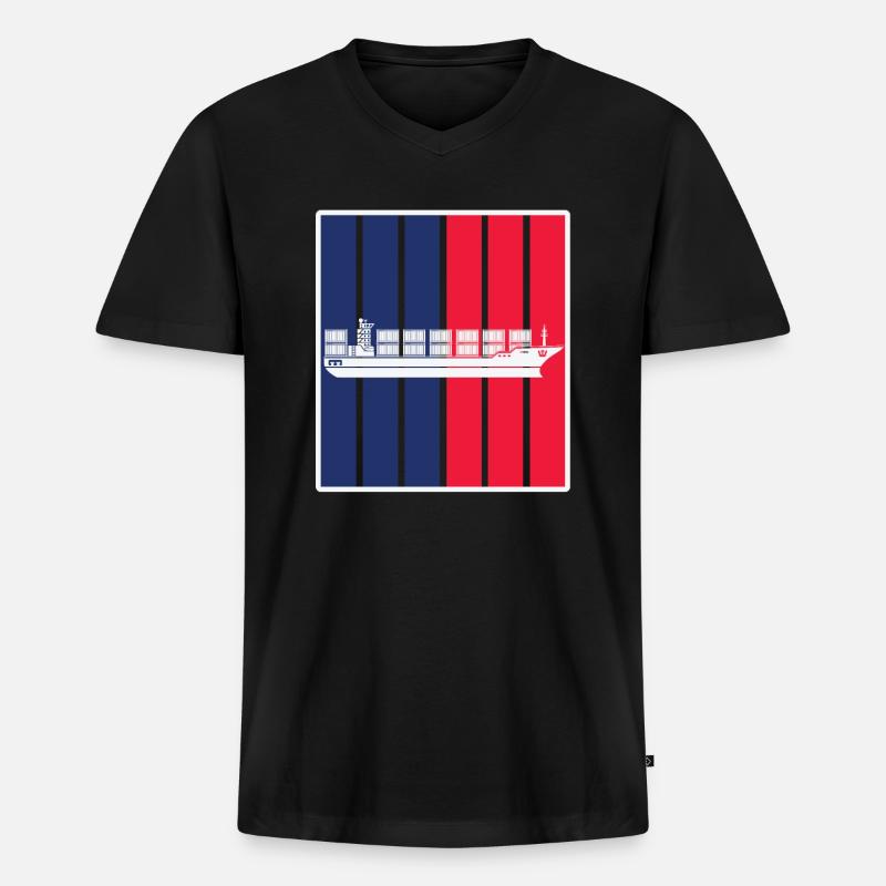 Containerschiff - Männer Premium Bio T-Shirt mit V-Ausschnitt - Schwarz