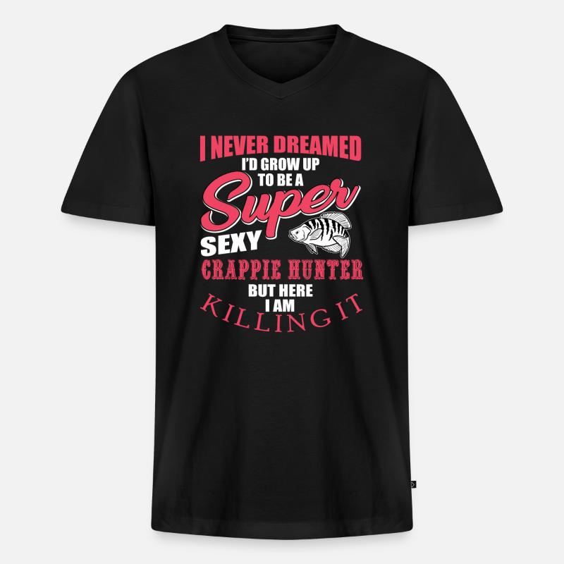 Crappie Jäger - Männer Premium Bio T-Shirt mit V-Ausschnitt - Schwarz