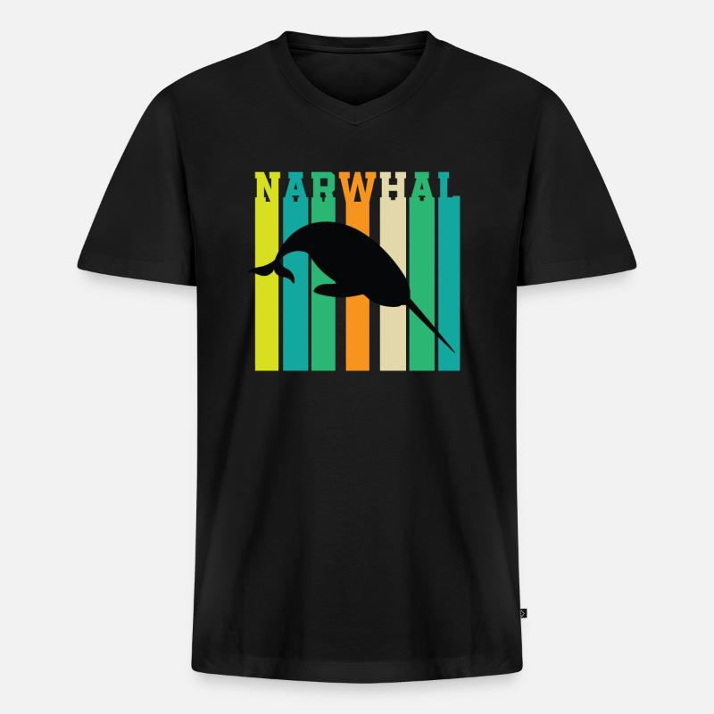 Narwal - Männer Premium Bio T-Shirt mit V-Ausschnitt - Schwarz