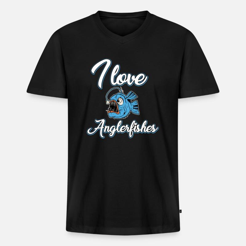 Ich Liebe Seeteufel - Männer Premium Bio T-Shirt mit V-Ausschnitt - Schwarz