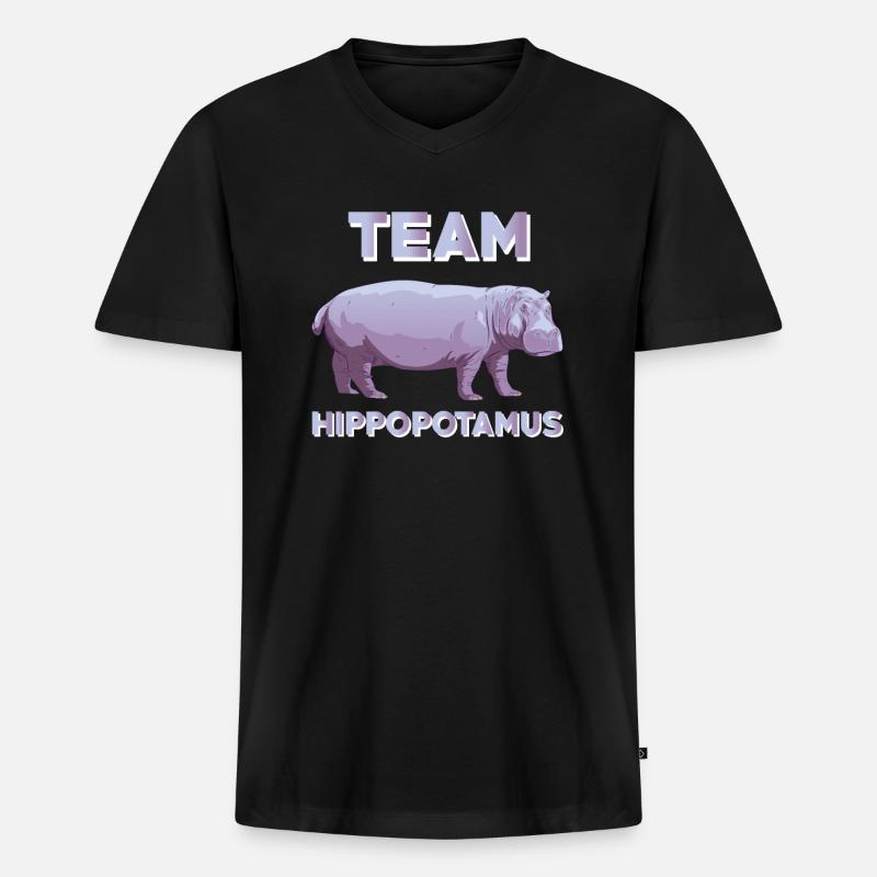 Team Nilpferd - Männer Premium Bio T-Shirt mit V-Ausschnitt - Schwarz