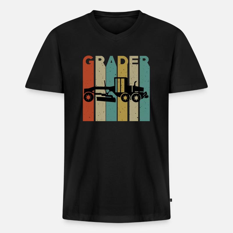 Grader Retro Design - Männer Premium Bio T-Shirt mit V-Ausschnitt - Schwarz