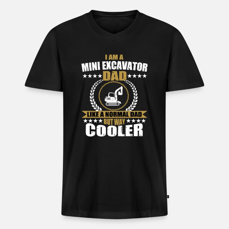 Lustiger Minibagger Papa - Männer Premium Bio T-Shirt mit V-Ausschnitt - Schwarz