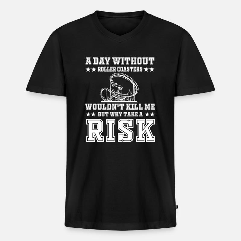 Achterbahn-outfit - Männer Premium Bio T-Shirt mit V-Ausschnitt - Schwarz