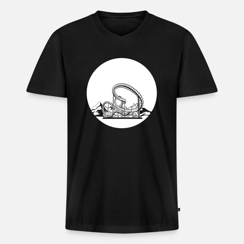 Achterbahn Mit Bergen - Männer Premium Bio T-Shirt mit V-Ausschnitt - Schwarz