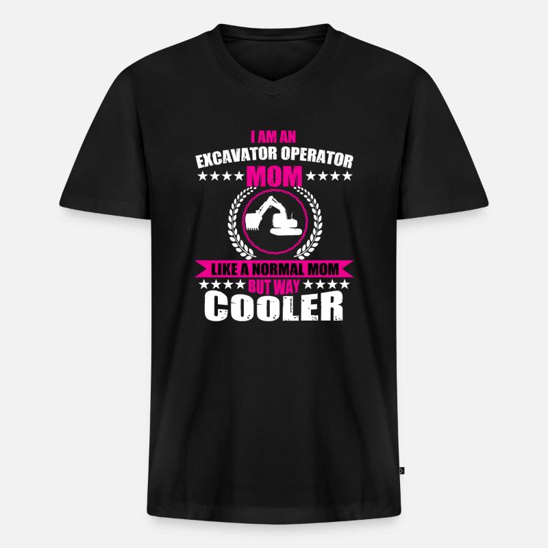 Baggerfahrer Mama - Männer Premium Bio T-Shirt mit V-Ausschnitt - Schwarz