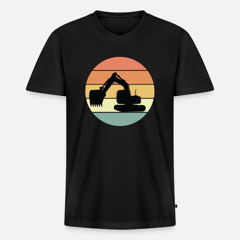 Retro Bagger Motiv - Männer Premium Bio T-Shirt mit V-Ausschnitt - Schwarz