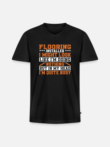 Lustiger Bodenleger Spruch - Männer Premium Bio T-Shirt mit V-Ausschnitt - Schwarz