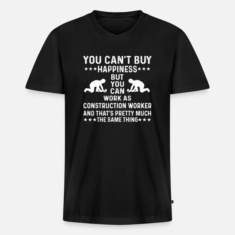 Bauarbeiter T-Shirt - Männer Premium Bio T-Shirt mit V-Ausschnitt - Schwarz