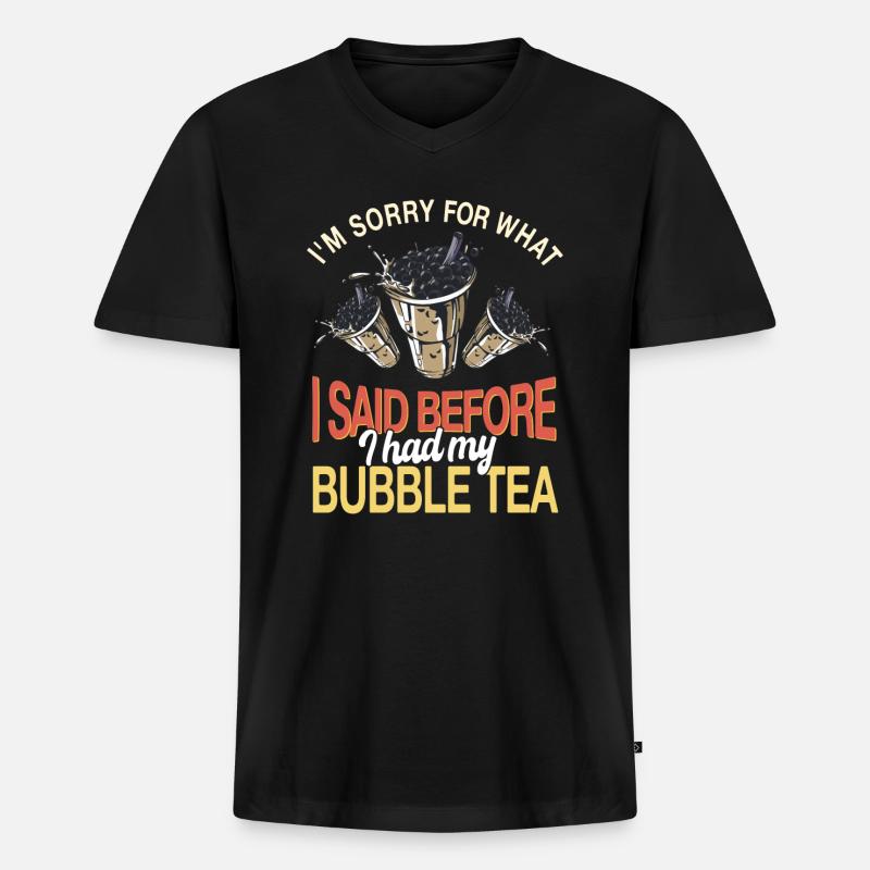 Lustiger Bubble Tea Spruch - Männer Premium Bio T-Shirt mit V-Ausschnitt - Schwarz