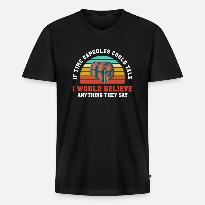 Funny Making Time Capsule - Männer Premium Bio T-Shirt mit V-Ausschnitt - Schwarz