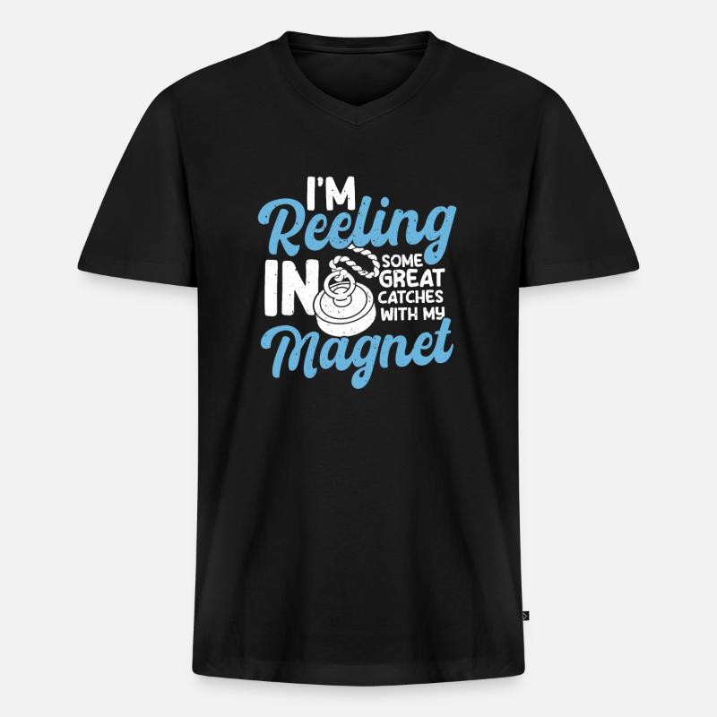 Magnetfischen - Männer Premium Bio T-Shirt mit V-Ausschnitt - Schwarz