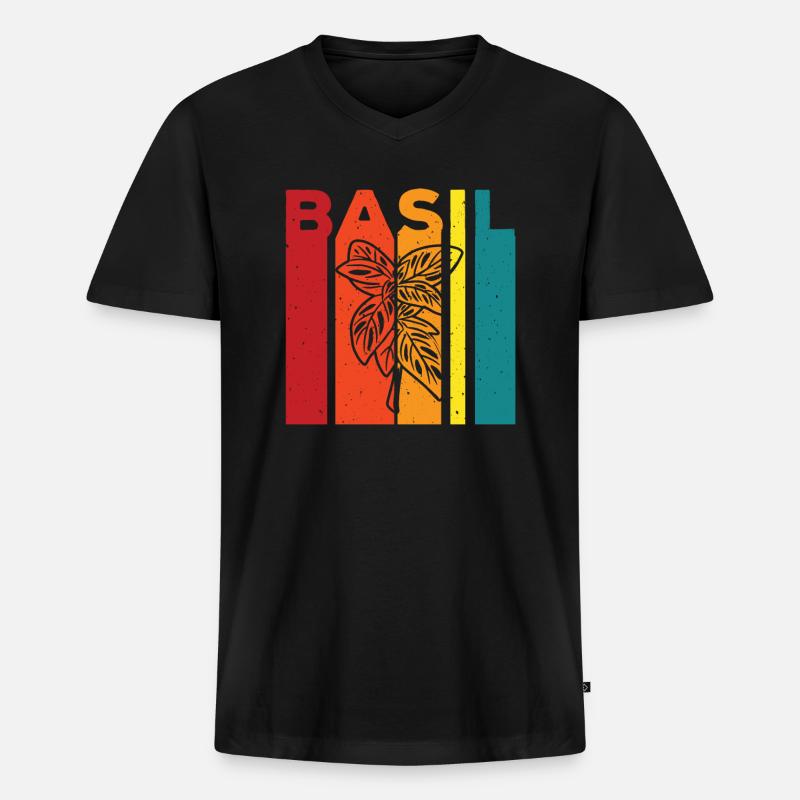 Basilikum - Männer Premium Bio T-Shirt mit V-Ausschnitt - Schwarz