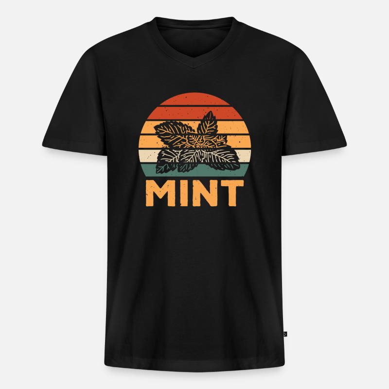 Retro Mint Design - Männer Premium Bio T-Shirt mit V-Ausschnitt - Schwarz