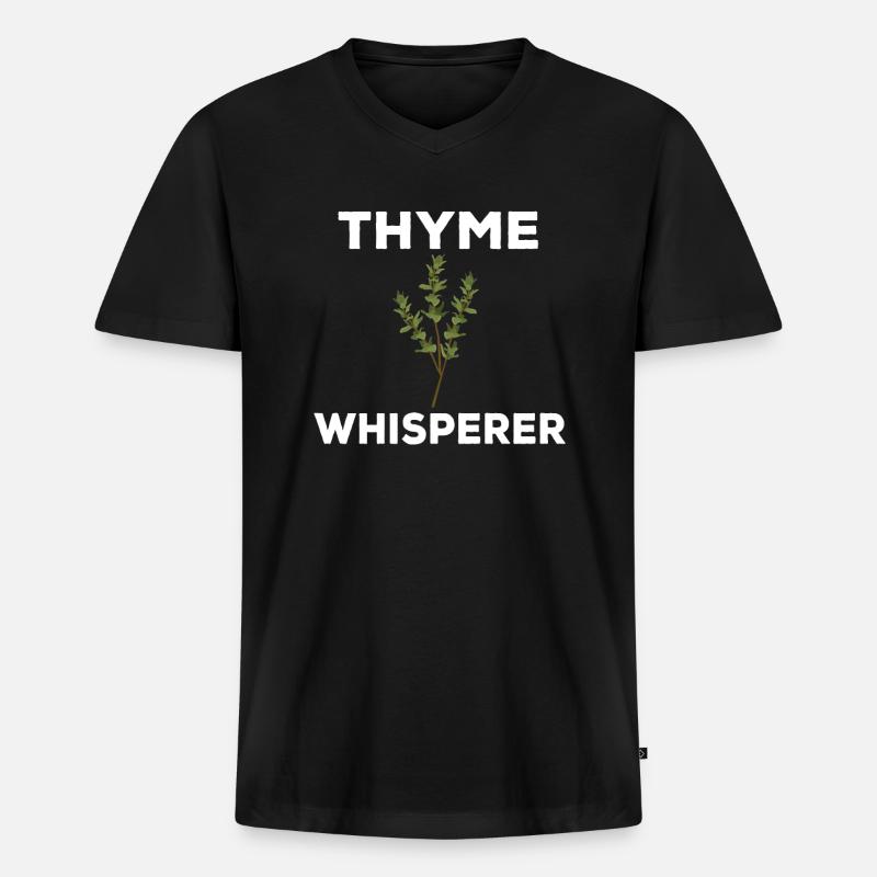 Thymian Flüsterer - Männer Premium Bio T-Shirt mit V-Ausschnitt - Schwarz