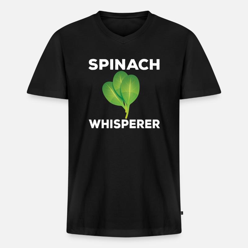 Spinatflüsterer - Männer Premium Bio T-Shirt mit V-Ausschnitt - Schwarz
