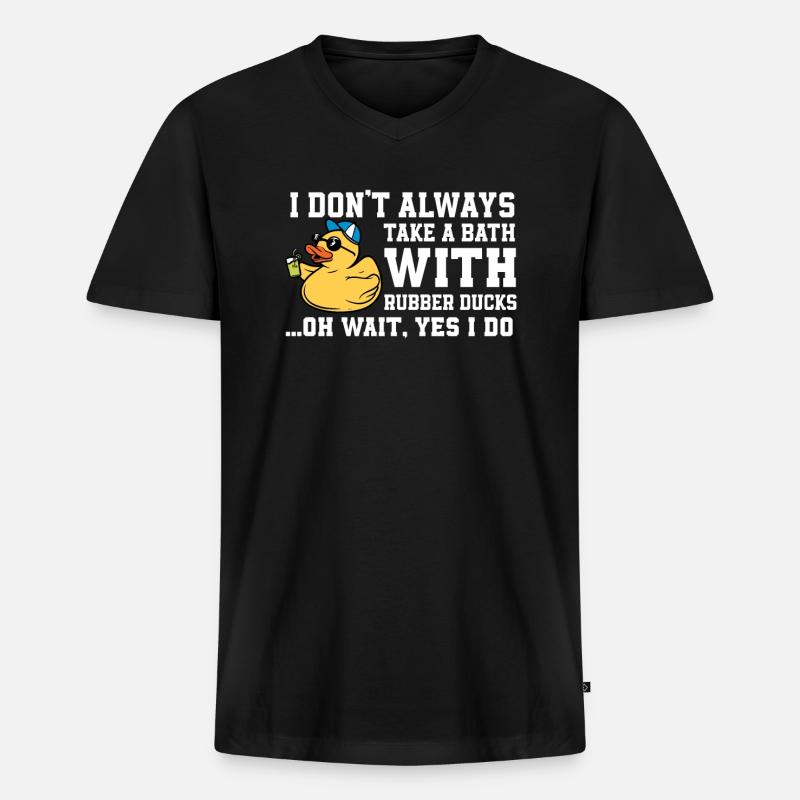 Lustiges Gummientchen - Männer Premium Bio T-Shirt mit V-Ausschnitt - Schwarz