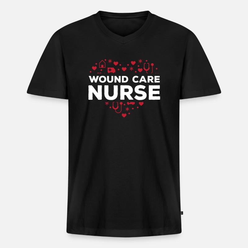 Wundmanagerin - Männer Premium Bio T-Shirt mit V-Ausschnitt - Schwarz