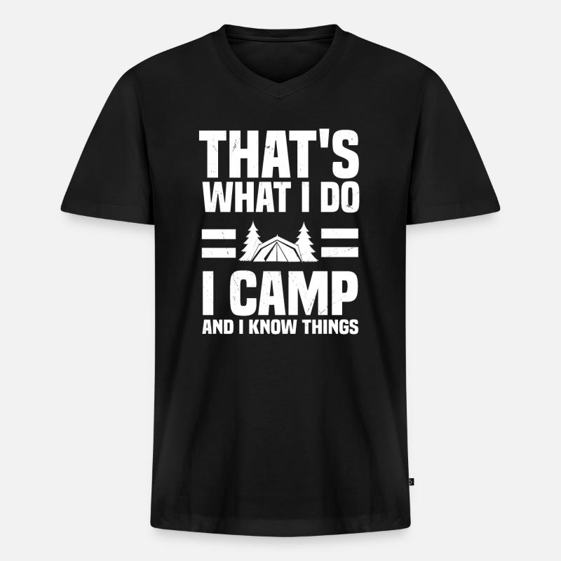 Camping - Männer Premium Bio T-Shirt mit V-Ausschnitt - Schwarz