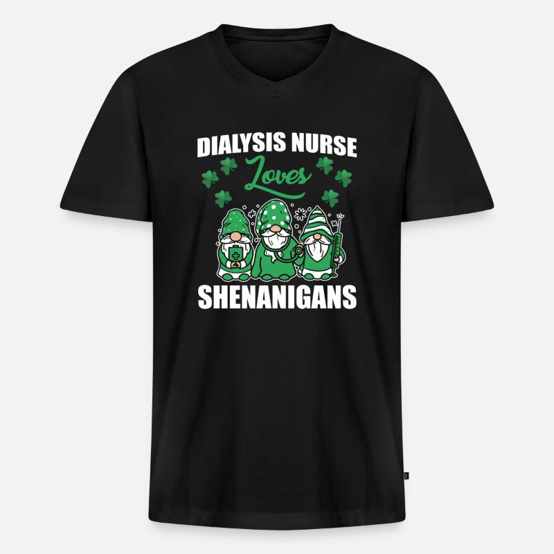 Lustige Dialyseschwester St. Patricks Day - Männer Premium Bio T-Shirt mit V-Ausschnitt - Schwarz