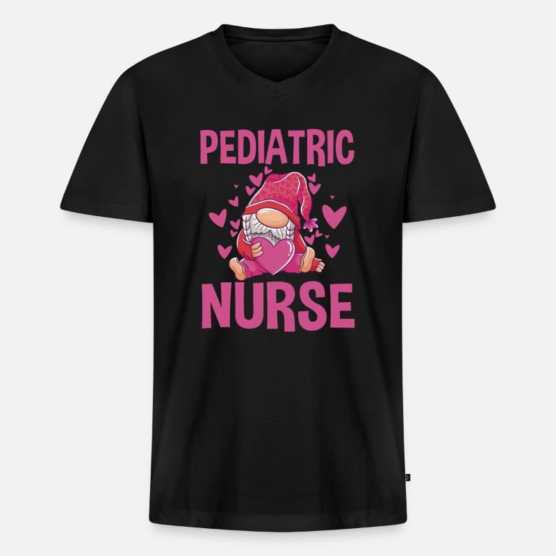 Kinderkrankenschwester Gnom - Männer Premium Bio T-Shirt mit V-Ausschnitt - Schwarz