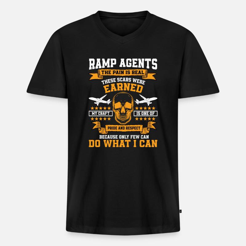 Ramp Agents - Männer Premium Bio T-Shirt mit V-Ausschnitt - Schwarz