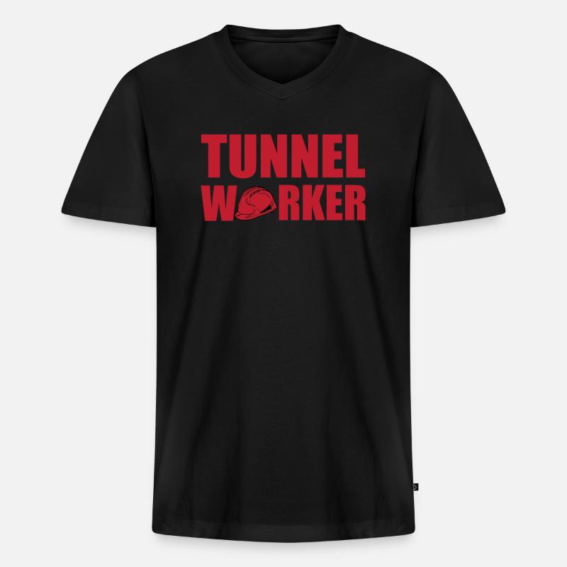 Tunnelarbeiter - Männer Premium Bio T-Shirt mit V-Ausschnitt - Schwarz