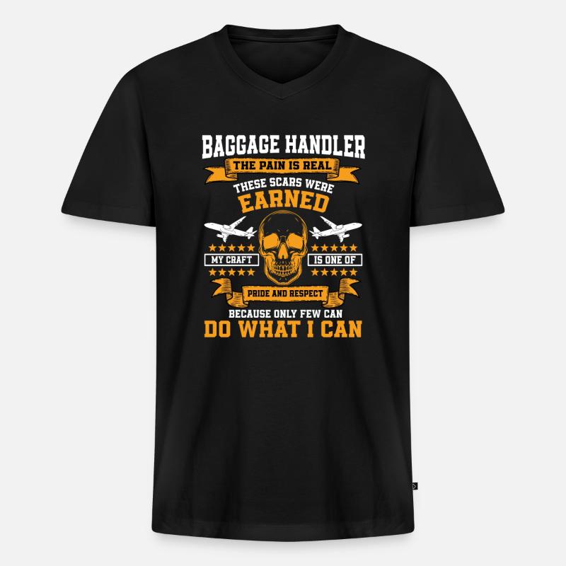 Gepäckabfertiger - Männer Premium Bio T-Shirt mit V-Ausschnitt - Schwarz