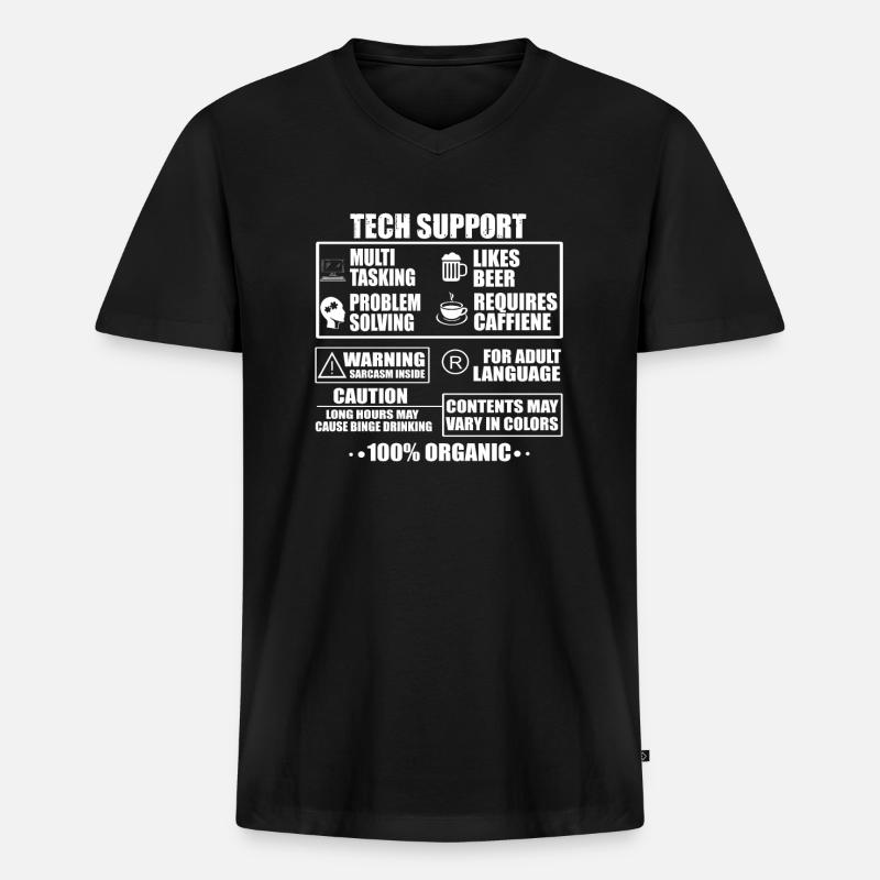 Tech Support - Männer Premium Bio T-Shirt mit V-Ausschnitt - Schwarz