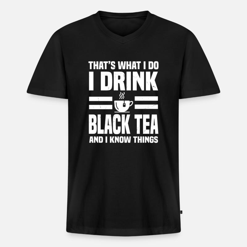 Schwarztee - Männer Premium Bio T-Shirt mit V-Ausschnitt - Schwarz