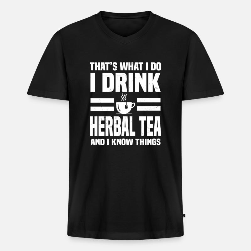 Kräutertee - Männer Premium Bio T-Shirt mit V-Ausschnitt - Schwarz