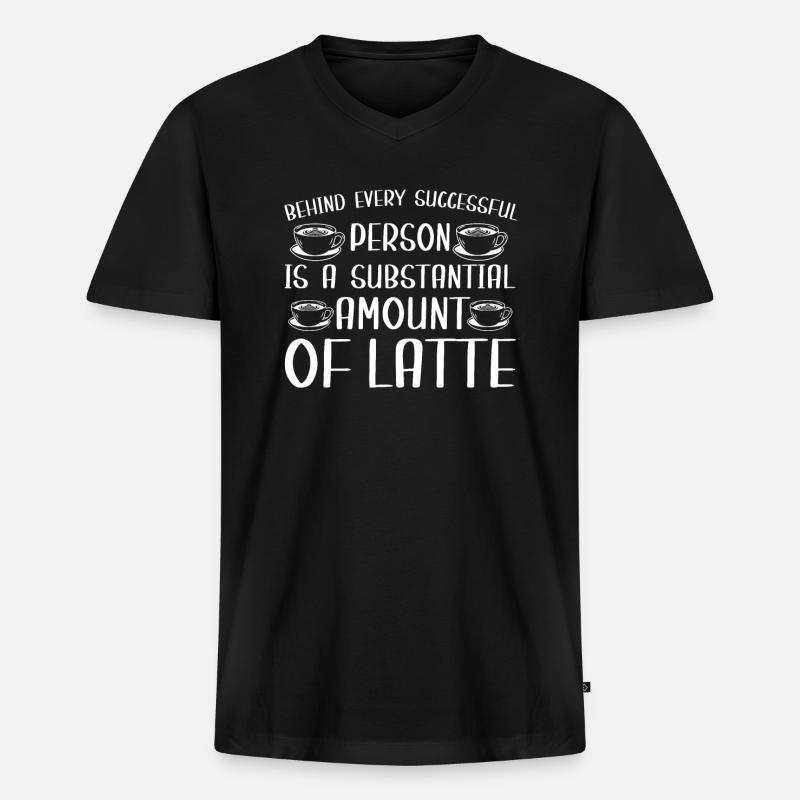 Lustiger Kaffee Latte Geschenk - Männer Premium Bio T-Shirt mit V-Ausschnitt - Schwarz
