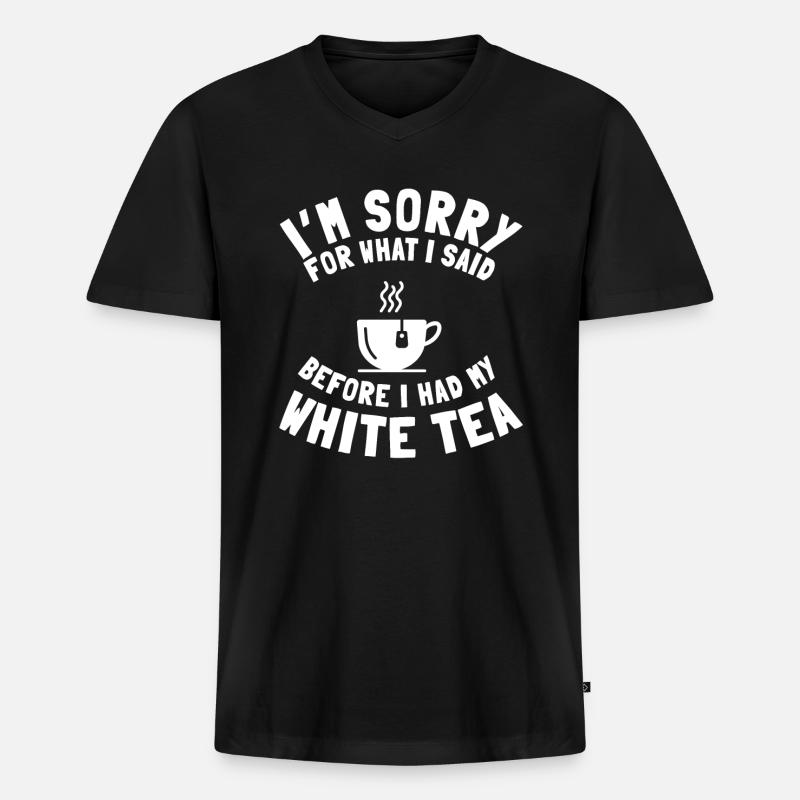 Weißer Tee Liebhaber Spruch - Männer Premium Bio T-Shirt mit V-Ausschnitt - Schwarz