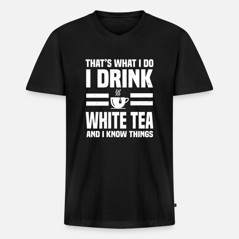 Weißer Tee Humor - Männer Premium Bio T-Shirt mit V-Ausschnitt - Schwarz
