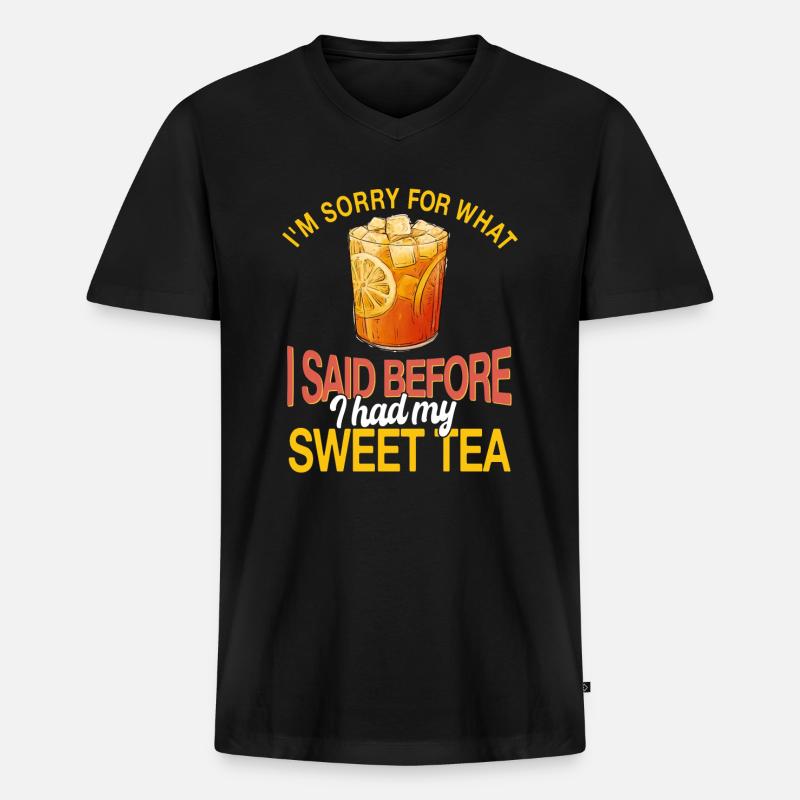 Süsser Tee - Männer Premium Bio T-Shirt mit V-Ausschnitt - Schwarz