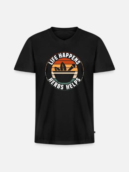 Herbs Natural Healing - Men's Premium Organic T-shirt with V-neck - black