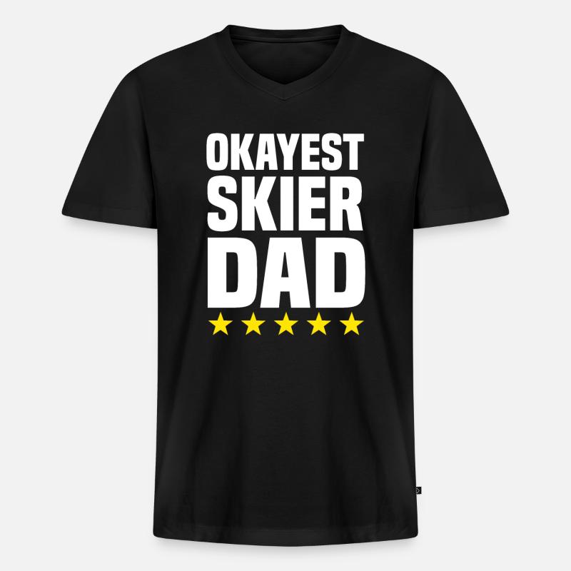 Okayester Skifahrer Papa - Männer Premium Bio T-Shirt mit V-Ausschnitt - Schwarz