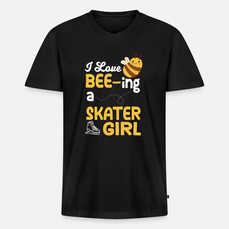 Niedliche Eislaufmädchen Eiskunstläuferin - Männer Premium Bio T-Shirt mit V-Ausschnitt - Schwarz